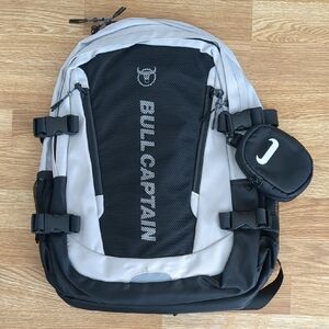 Mens or Womens Tan and Black Laptop Backpack by Bull Captain, NEW nwt